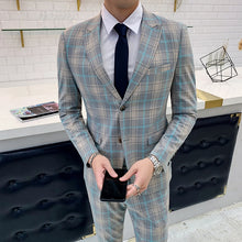 Load image into Gallery viewer, 2019 Fashion Suits Mens Prom Tuxedos Dress Slim Fit Traje Novio 2Pcs Set Mens Wedding Tuxedos Plaid Suits Mens Costume Suits