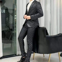Load image into Gallery viewer, 2019 Fashion Suits Mens Prom Tuxedos Dress Slim Fit Traje Novio 2Pcs Set Mens Wedding Tuxedos Plaid Suits Mens Costume Suits