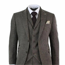 Load image into Gallery viewer, 2020 Brown Mens Suits Wool 3 Piece Check Costume Homme Tweed Tailored Fit Peaky Blinders Gatsby 1920s Suit