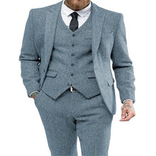 Load image into Gallery viewer, 2020 Brown Mens Suits Wool 3 Piece Check Costume Homme Tweed Tailored Fit Peaky Blinders Gatsby 1920s Suit