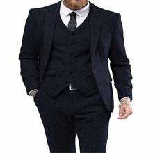 Load image into Gallery viewer, Grey Tweed Men Suit Winter Classic Suit Men Elegant Formal Wedding Suits For Men Retro Costume Homme 3 Pieces Traje Hombre Suits