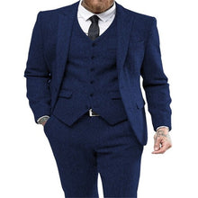 Load image into Gallery viewer, Grey Tweed Men Suit Winter Classic Suit Men Elegant Formal Wedding Suits For Men Retro Costume Homme 3 Pieces Traje Hombre Suits