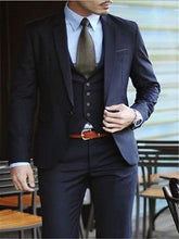 Load image into Gallery viewer, Black Normal Days Men's Work Suit Custom Made blazer masculino slim fit men blazer 3 Pieces suits wedding groom costume homme