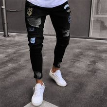 Load image into Gallery viewer, NaranjaSabor 2020 Spring Mens Jeans Hole Embroidered Slim Denim Pants Classic Cowboys Fashion Trousers Male Brand Clothing N653
