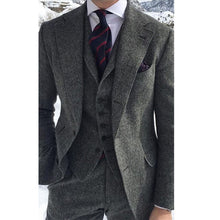 Load image into Gallery viewer, 2020 Brown Mens Suits Wool 3 Piece Check Costume Homme Tweed Tailored Fit Peaky Blinders Gatsby 1920s Suit
