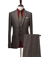 Load image into Gallery viewer, 2020 Brown Mens Suits Wool 3 Piece Check Costume Homme Tweed Tailored Fit Peaky Blinders Gatsby 1920s Suit
