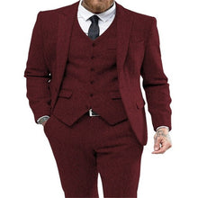 Load image into Gallery viewer, 2020 Brown Mens Suits Wool 3 Piece Check Costume Homme Tweed Tailored Fit Peaky Blinders Gatsby 1920s Suit

