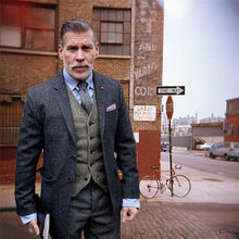 Load image into Gallery viewer, Grey Tweed Men Suit Winter Classic Suit Men Elegant Formal Wedding Suits For Men Retro Costume Homme 3 Pieces Traje Hombre Suits
