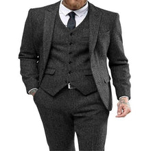 Load image into Gallery viewer, Grey Tweed Men Suit Winter Classic Suit Men Elegant Formal Wedding Suits For Men Retro Costume Homme 3 Pieces Traje Hombre Suits
