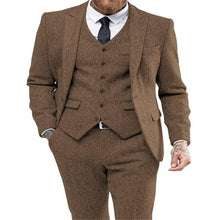 Load image into Gallery viewer, Grey Tweed Men Suit Winter Classic Suit Men Elegant Formal Wedding Suits For Men Retro Costume Homme 3 Pieces Traje Hombre Suits
