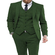 Load image into Gallery viewer, Grey Tweed Men Suit Winter Classic Suit Men Elegant Formal Wedding Suits For Men Retro Costume Homme 3 Pieces Traje Hombre Suits
