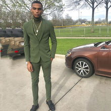 Load image into Gallery viewer, Green Slim Fit Casual Mens Suits 2019 Wedding Tuxedos Groom Wear 3 Pieces (Jacket+Pants+Vest) Fromal Prom Suits Costume Homme
