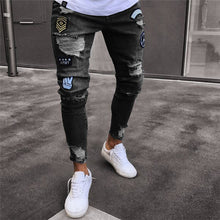 Load image into Gallery viewer, NaranjaSabor 2020 Spring Mens Jeans Hole Embroidered Slim Denim Pants Classic Cowboys Fashion Trousers Male Brand Clothing N653
