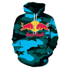 Load image into Gallery viewer, Nouveau modèle de taureau rouge mode hommes et femmes à capuche printemps et automne à manches longues en vrac 3D pull sweat-shirt Couple à capuche
