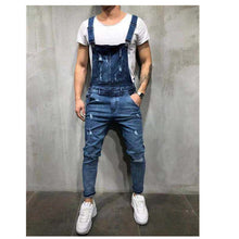 Load image into Gallery viewer, HOT New Style Men's Ripped Jeans Jumpsuits Hi Street Distressed Denim Bib Overalls For Men Slim fit High quality Suspender Pants
